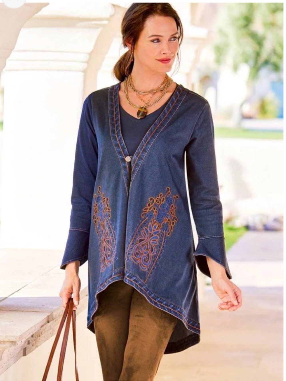 Soft Surroundings denim tunic jacket top